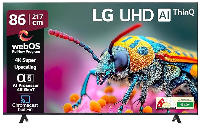 LG 217 cm (86 Inches) UT80 Series 4K Ultra HD (3840 x 2160) Smart webOS LED TV 86UT80506LA