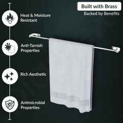 Plantex Smero Pure Brass Single Towel Rod/Towel Hanger for Bathroom/Towel Stand/Holder/Bathroom Accessories - Aqua(Chrome)-4