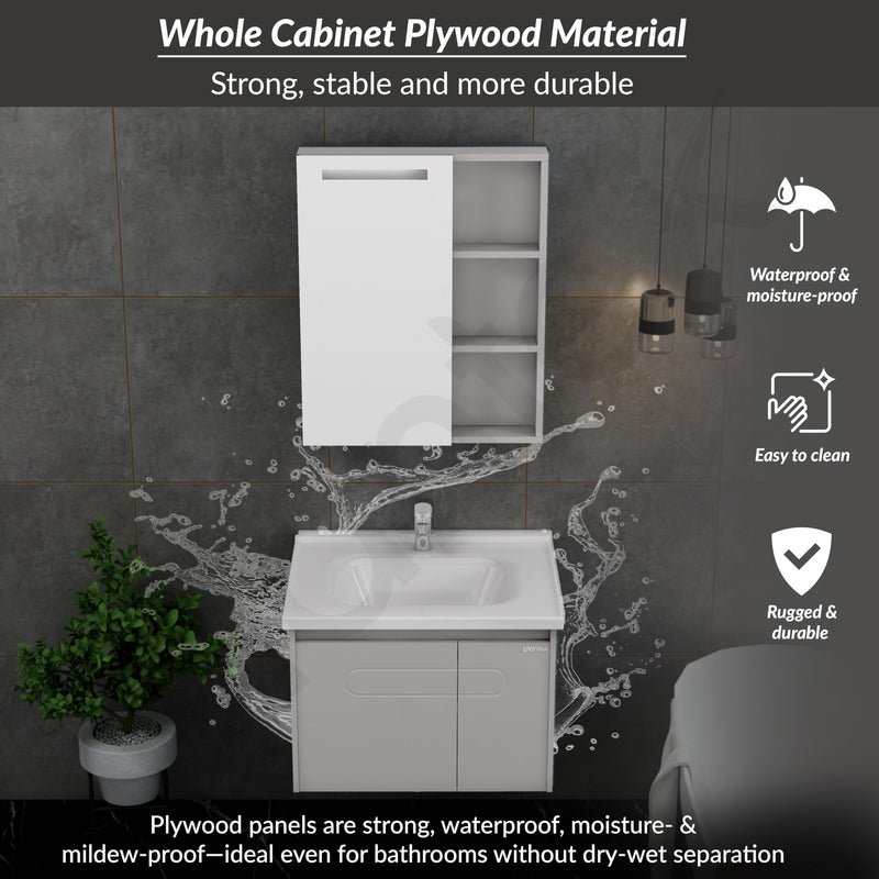 Plantex Unbreakable Vanity for Bathroom/Rectangle Washbasin with Cabinet Full Set/Sensor Light Bathroom Organizer for Home (NZBC-24)-2