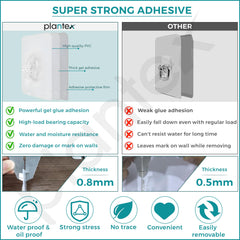 Plantex Self Adhesive Corner Shelf for Bathroom/Adhesive Shelf for Kitchen - with Magic Sticker/Bathroom Organizer Without Drill - Pack of 2 (Diamond, Black)-4