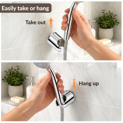 Plantex Hand Shower Holder for Bathroom/Adjustable Handheld Shower/Wand Holder/Wall Mount Bracket - Pack of 2 (Chrome)-4