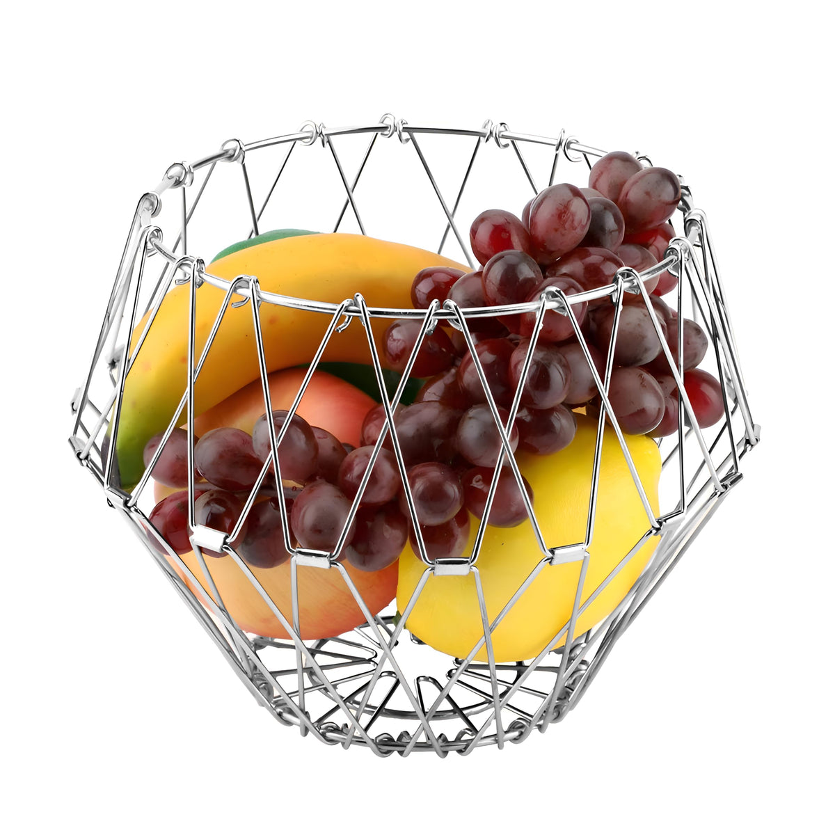 Plantex Stainless Steel Vegetable & Fruit Bowl for Kitchen/Foldable Fruit Basket for Dining Table/Stylish Home Dcor Storage Basket-(8 Shapes, 1 L, Oval Shap)