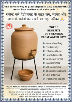 Handmade Clay Water Jug 5 Liter with Tap & Down Dhakkan – Natural Earthen Pot for Cool & Fresh Drinking Water – Eco Friendly Mitti Matka, Traditional Design by Rajender Clay Handicraft