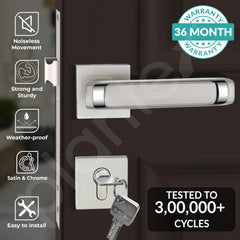 Plantex Mortise Door Lock for Home/Main Door Lock Set with 3 Years of Warranty/Mortice Lock for Door with Brass Lock Body & Cylinder (7127, Satin White & Chrome)-2