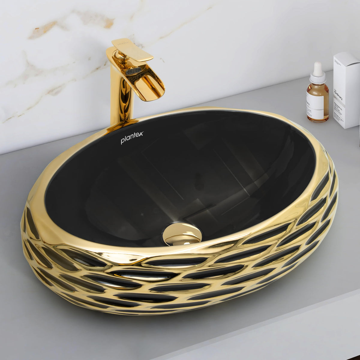 Plantex Table Top Wash Basin For Bathroom/Designer Ceramic Basin/Countertop Vessel Sink Basin - Indo-European Collection (EQTT-594, 23 x 16 x 7 Inch)-1