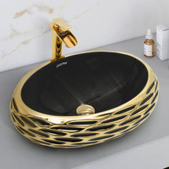 Plantex Table Top Wash Basin For Bathroom/Designer Ceramic Basin/Countertop Vessel Sink Basin - Indo-European Collection (EQTT-594, 23 x 16 x 7 Inch)-1