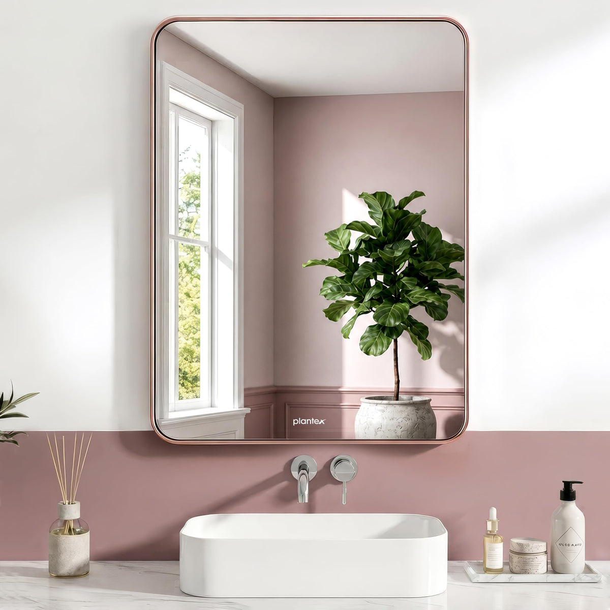 Plantex Aluminium Frame Mirror for Wall/Rectangle Wall Mount Mirror for Bedroom/Dressing Room/Living Room/Entryway - (24x32 Inch-Rose Gold)-1