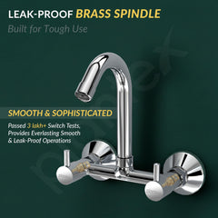 Plantex Brass Spindle Kitchen Mixer Tap/Sink Mixer Tap Hot and Cold with Wall Flange and Teflon Tape/Kitchen Sink Tap -(MKS-1278-Chrome)-3