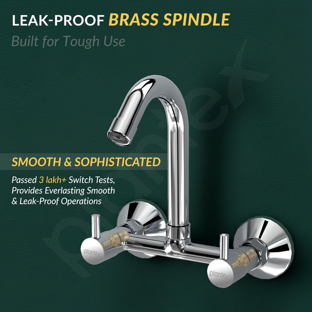 Plantex Brass Spindle Kitchen Mixer Tap/Sink Mixer Tap Hot and Cold with Wall Flange and Teflon Tape/Kitchen Sink Tap -(MKS-1278-Chrome)-3