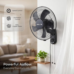 IBELL AERIS BLACK 400mm (16 Inch) Wall Fan-4