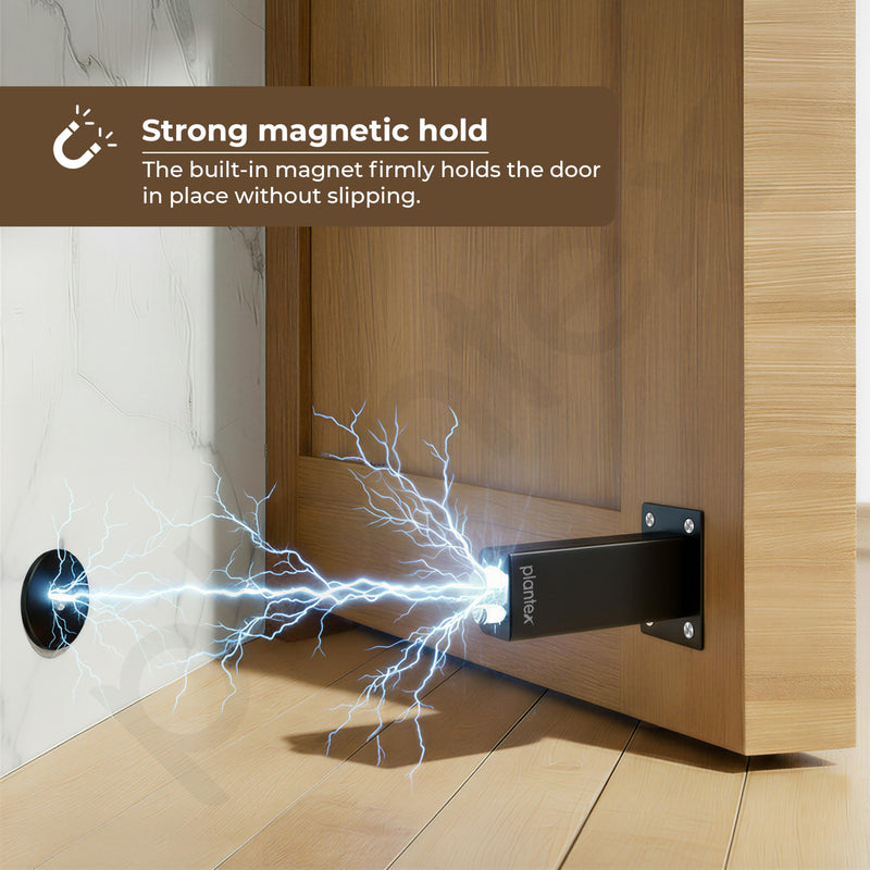 Plantex Stainless Steel Wall-Mounted Magnetic Door Stopper/Door Magnets to Hold Door/Door Catcher for Wooden Door/Stops for Door - Pack of 6 (Matt Black)-5