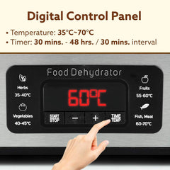 AGARO Regal Food Dehydrator, 5 Stackable Stainless Steel Trays, Digital Adjustable Timer & Temperature Control, Food Preserver Machine with Drying Capacity for Fruits, herbs, Veggies, Silver