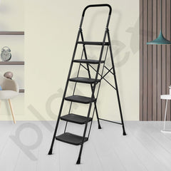 Plantex Alloy Steel 6 Step Ladder For Home/Foldable Strong Wide Step Ladder/Anti- Skid 6 Step Ladder - (Black & Grey)