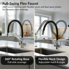 Plantex Pure Brass Flexible Tap for Kitchen Sink/Dual Flow Pull Out Sink Mixer Tap Hot and Cold/Movable/Rotable Water Mixer Faucet - (7904, Chrome)-5