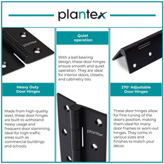 Plantex Heavy Duty Stainless Steel Door Butt Hinges 5 inch x 12 Gauge/2.5 mm Thickness Home/Office/Hotel for Main Door/Bedroom/Kitchen/Bathroom - Pack of 6 (Black)-6