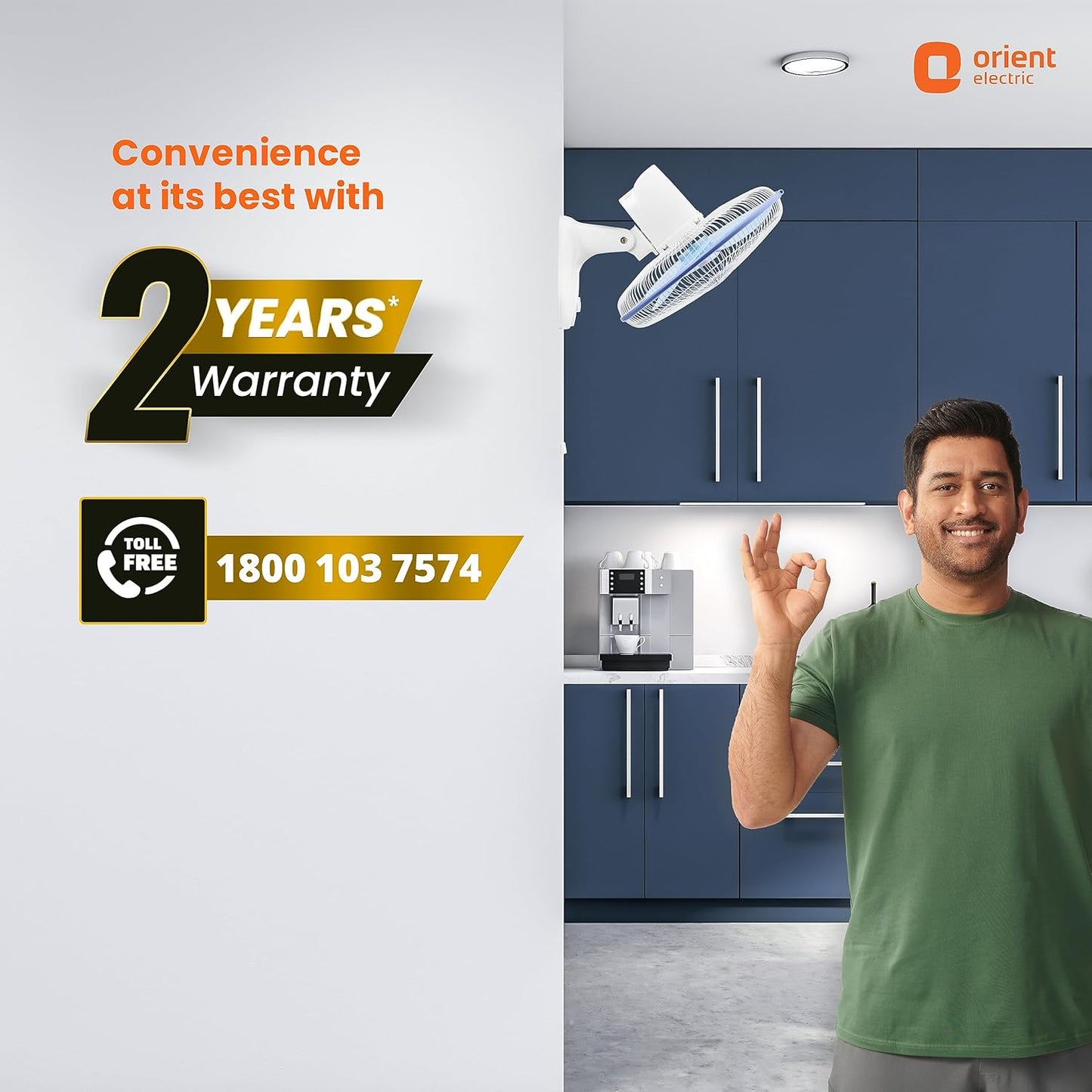 Orient Electric 400 MM Wall-44 Wall Fan | Wall Mount Fan for Home & Kitchen | Powerful Motor with High Air Delivery | Smooth Oscilation, 3-Speed Control | 2 Years Warranty by Orient | Azure Blue