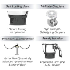 Vidiem MG 523 A VStar Chrome 550 Watts Mixer Grinder 110V (Black, 3 Jars) - For Use in USA and Canada Only