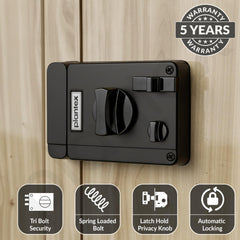 Plantex Heavy Duty Rim Locks for Main Door/Door Lock for Main Door with 4 Keys/Suitable for Inside Opening Wooden Door - Pack of 1 (Z-Black)-2
