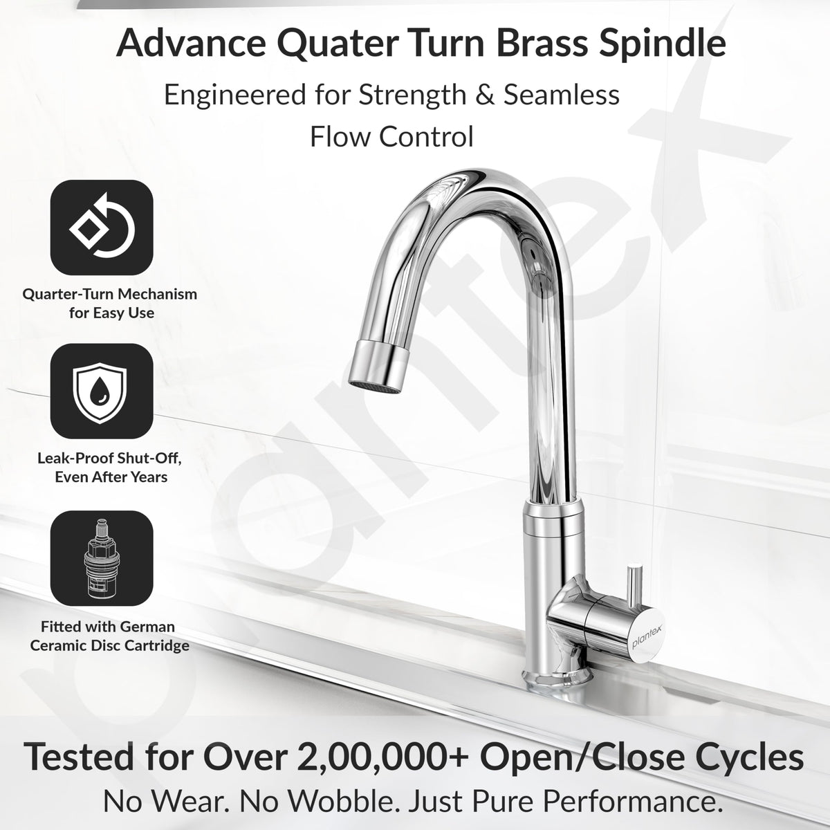 Plantex Pure Brass Pillar Tap for Wash Basin with 360° Swivel Spout for Sink Tap with Water Saving Aerator-7 Year Warranty (ICO-912-Chrome)-3