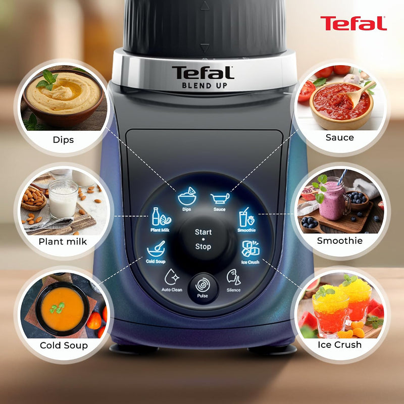 Tefal Blend Up,1000 watt,Powerful Blender, Quiet Mode, 6 Powelix Blades,8 Preset Programmes, Auto Cleaning,2Durable Bottles 0.7L & 0.4L, Smoothies, Protein Shakes, Cocktails, 2 yrs warranty