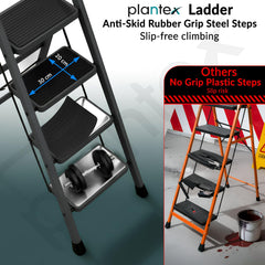 Plantex Ladder for Home 6 Steps/Foldable Ladder with Anti-Skid Wide Steps (30L x 20W cm)/Strong D-Shape Pipe with X-Shape for More Stability/5 Year Warranty(Apex-Black)-4