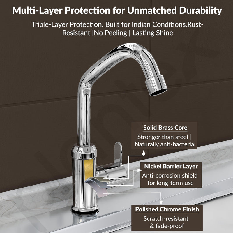 Plantex Pure Brass Single Lever Kitchen Taps for Home Sink/Kitchen Tap with Water Saving Nozzle for Sink Tap with 7 Year Warranty -(FLO-812-Mirror-Chrome)-5