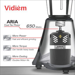 Vidiem MG 573 A Eva Nero 750 Watts Mixer Grinder with 3 Jars (Black & Chrome)