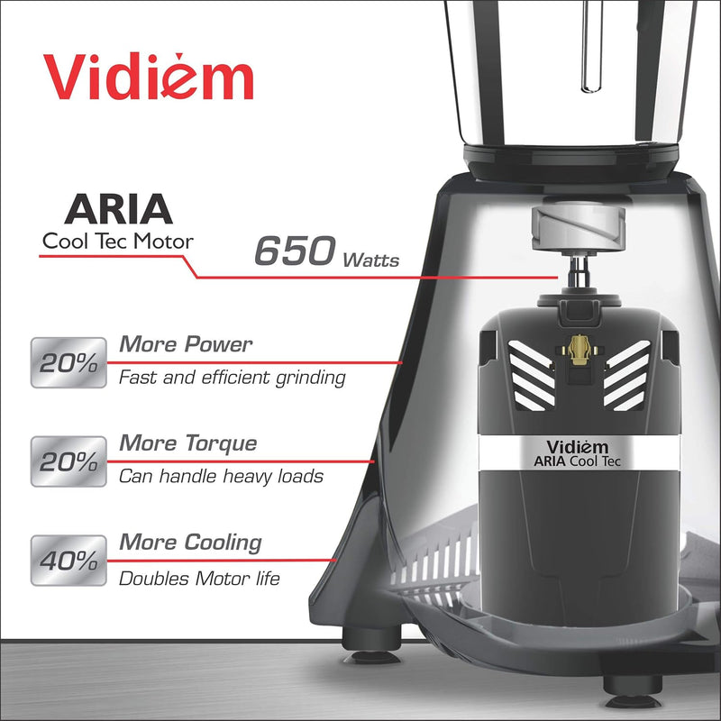 Vidiem MG 573 A Eva Nero 750 Watts Mixer Grinder with 3 Jars (Black & Chrome)