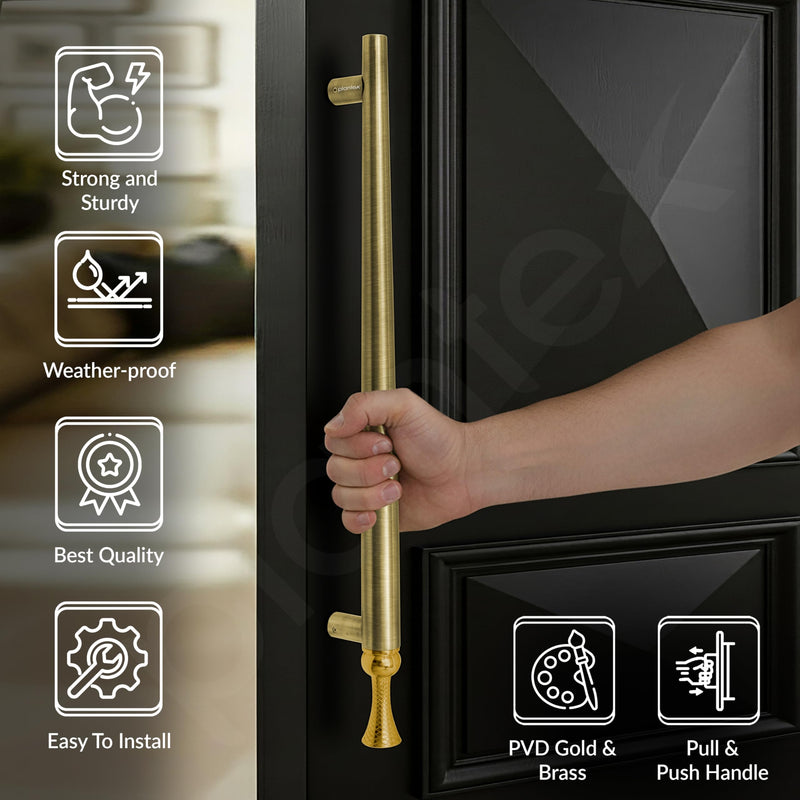 Plantex Main Door Handle/Stainless Steel & Aluminium Door Handle/450mm Pull-Push Handle for Home/Office/Hotel - Pack of 1 (DTMD-413, Brass Antique & Gold)-4