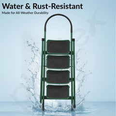 Plantex Hercules Pro 4-Step Foldable Ladder for Home with 150 kg Load Capacity/Heavy-Duty Steel Ladder/Anti-Slip Wide Step/Strong, Stable & Multi-Purpose (Green)-5