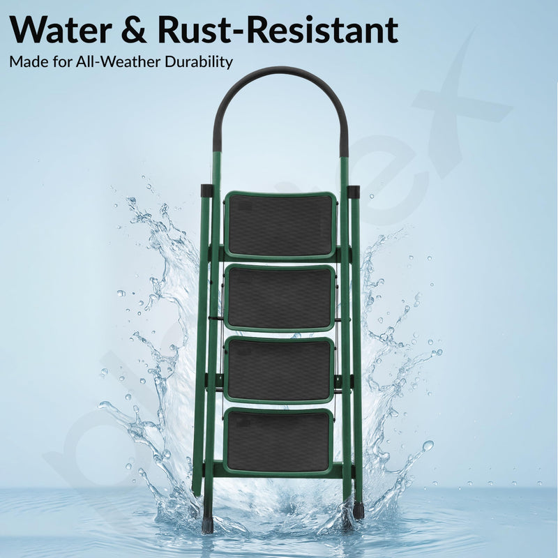 Plantex Hercules Pro 4-Step Foldable Ladder for Home with 150 kg Load Capacity/Heavy-Duty Steel Ladder/Anti-Slip Wide Step/Strong, Stable & Multi-Purpose (Green)-5