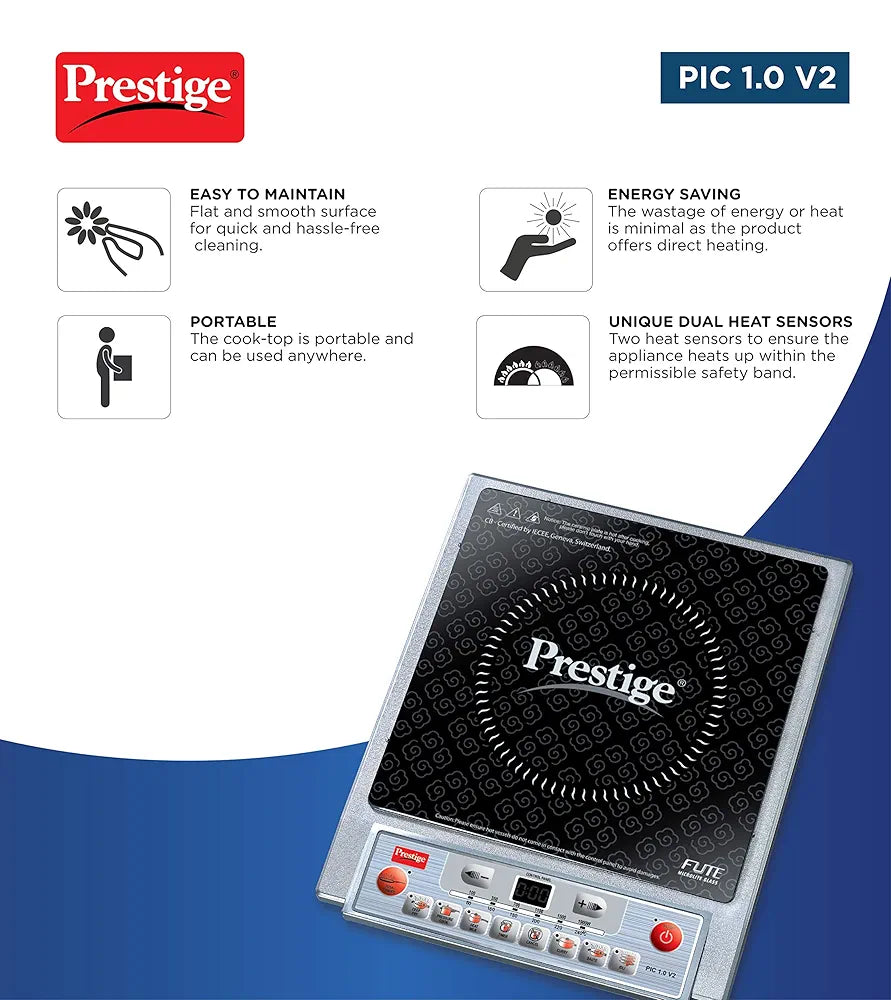 Prestige PIC 1.0 V2 1900-Watt Induction Cooktop 