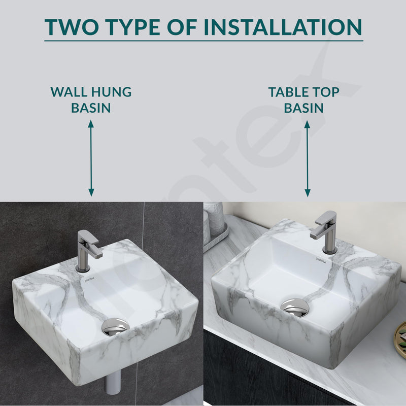 Plantex Tabletop Wash Basin for Bathroom/Designer Ceramic Basin/Rectangle Countertop Wash Basin/Home/Office (13 x 11.5 x 5 Inch)-2
