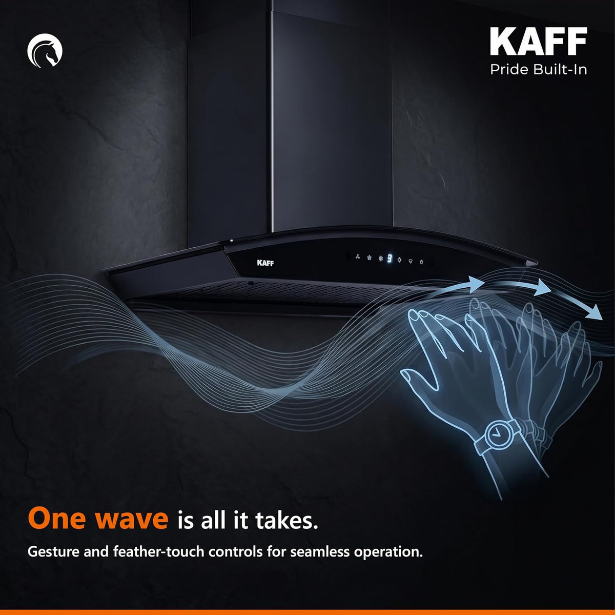 Kaff 60cm Curved Filterless Auto Clean Kitchen Chimney (NIORDHC60)-5