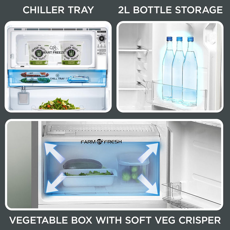 Midea 190 L 2 Star Direct Cool Refrigerator (MRD190D2HPBS, Silver, Hairline, 2025 Model)