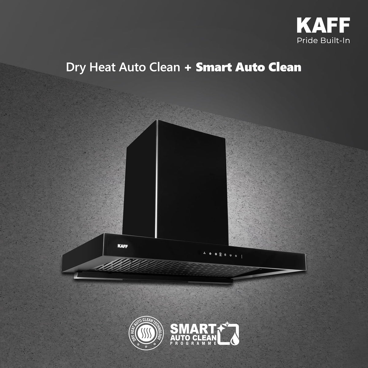 Kaff ASHPRO SUPER 75 cm, 1450 m³/hr Suction Filterless Kitchen Chimney | Dry Heat Auto Clean | Touch & Gesture Control |