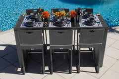 Battista Outdoor Patio Bar Sets 6 Chairs and 1 Table (Black)