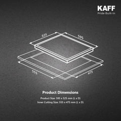 Kaff 60cm Built-in Hob 4 Burner | Auto Electric Ignition Gas Hob | Italian Burners | 8mm Toughened Glass Top | Easy Grip