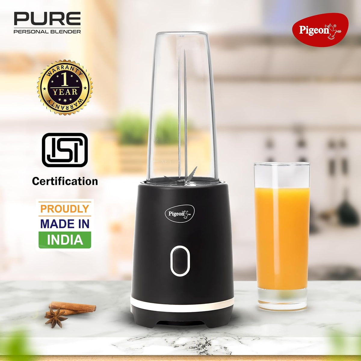 Pigeon by Stovekraft Pure | Grinder Juicer Blender Smoothie Maker All-in-1 Machine | 300 Watt | 1 Jars- Multiuse Jar 500