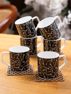 Clay Craft Director Hilton 390 Bone China Coffee Mug Set, 220ml/6.6cm, Set of 6, Multicolour- (CM-Director-Hilton-390), Standard