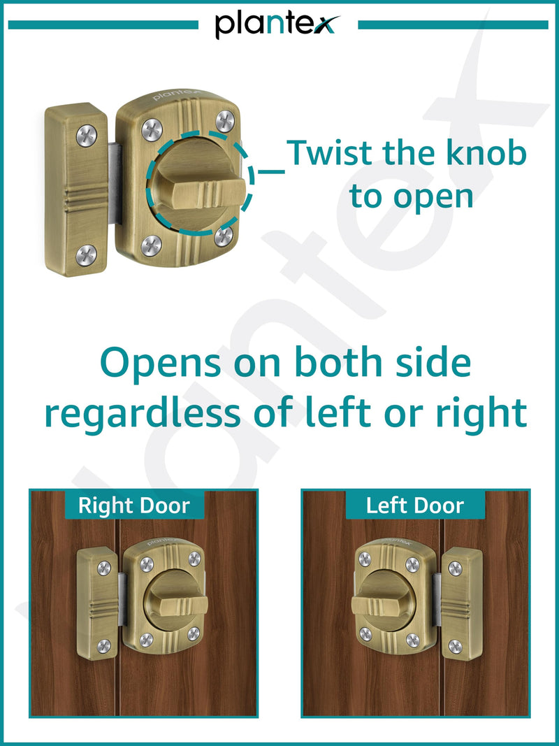 Plantex Bathroom Door Latch/Heavy Duty Zinc Latch for Bathroom/Latch Lock for Main Door/Door Stopper/Baby Latch for Door -Pack of 1 (Brass Antique)-5