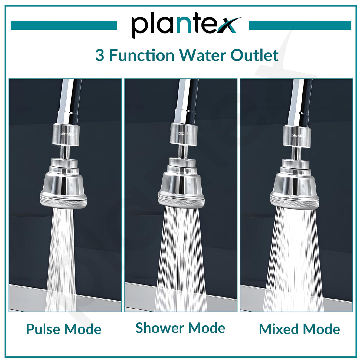 Plantex Pure Brass Tap Extension for Kitchen Sink/3 Anti-Splash Modes/Upto 80% Water Saving/Kitchen Tap Extender/Fits F22 and M24 mm Tap (XL-3012-Chrome)-5