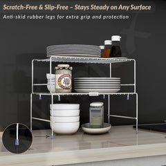 Plantex Stainless Steel Spice Rack/Cabinet Organizer Shelf/Stackable/Expandable Kitchen Shelf Organiser/2 Tier Bathroom Organizer - Chrome-3