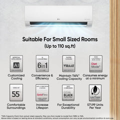 LG 1 Ton 4 Star DUAL Inverter Split AC (Copper, AI Convertible 6-in-1 with VIRAAT Mode, Faster Cooling & Energy Saving, 4 Way Swing, HD Filter with AntiVirus Protection, US-Q13JNYE, White)
