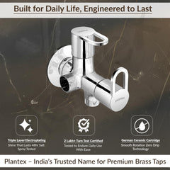 Plantex Pure Brass Angle Valve 2 in 1/Two Way Anglular Cock Tap with Wall Flange & Teflon Tape/Valve for Bathroom with 7 Year Manufacturer's Warranty- (Flip, Chrome)-2