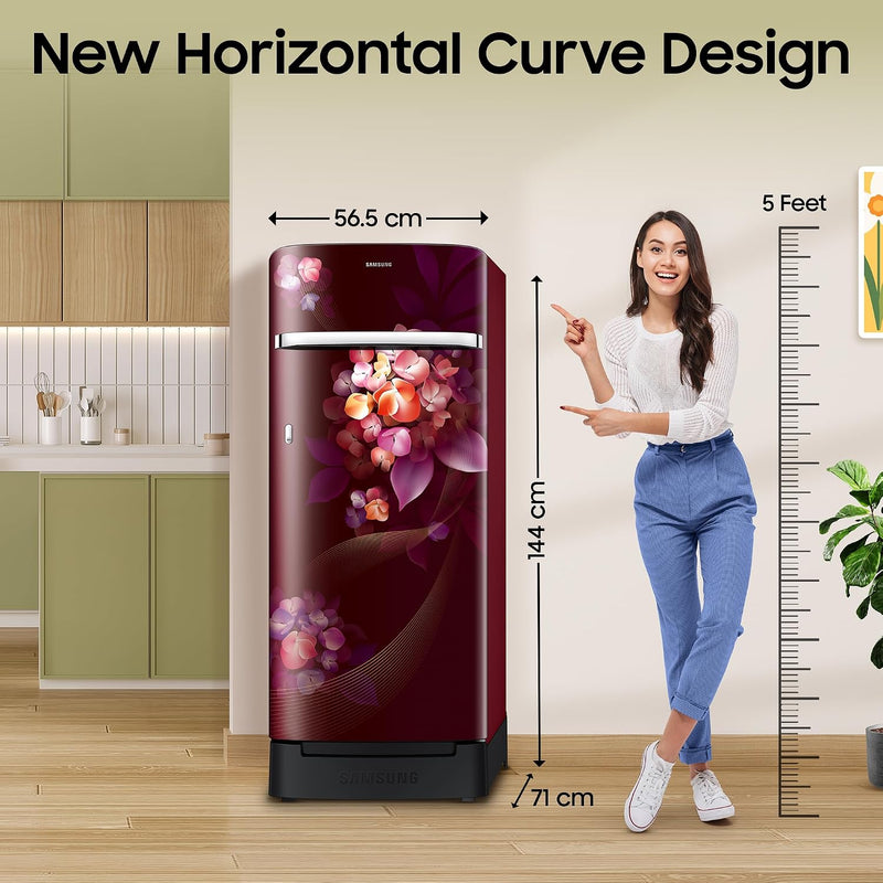 Samsung 215 L, 5 Star, Digital Inverter, Direct-Cool Single Door Refrigerator (RR23H2H35HS/HL, Hydrangea Blue, Base Stand Drawer, Single Touch)-2