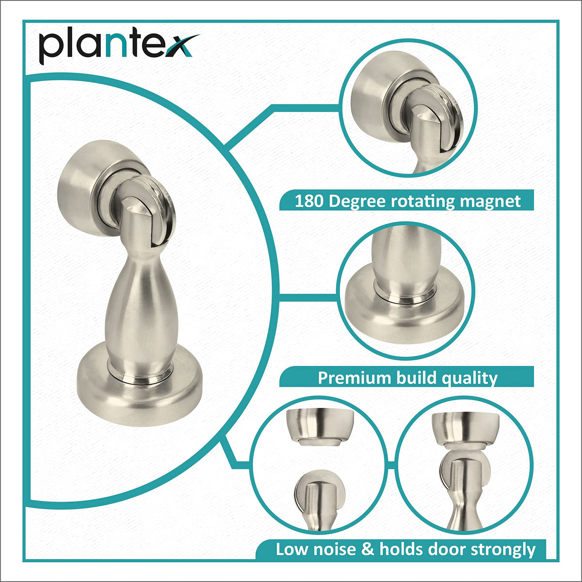 Plantex Magnetic Door Stopper/Door Magnet Stopper/Door Stopper for Main Door/Stops for Doors (4 Inch,Silver Matt)-2