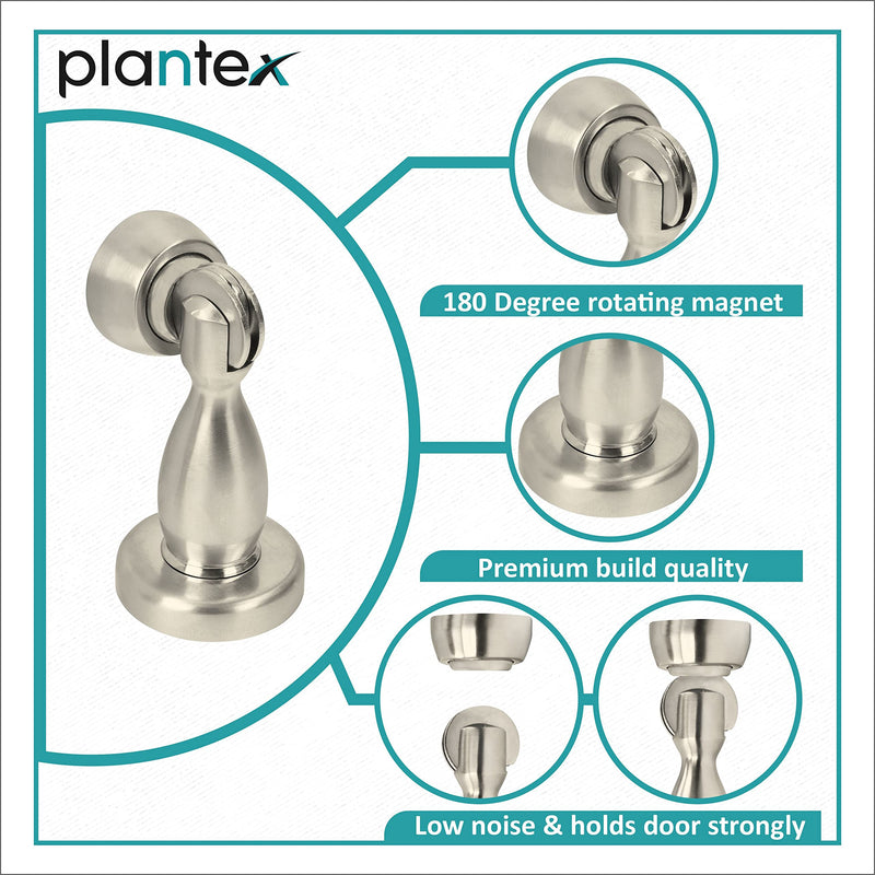 Plantex Magnetic Door Stopper/Door Magnet Stopper/Door Stopper for Main Door/Stops for Doors (4 Inch,Silver Matt)-2