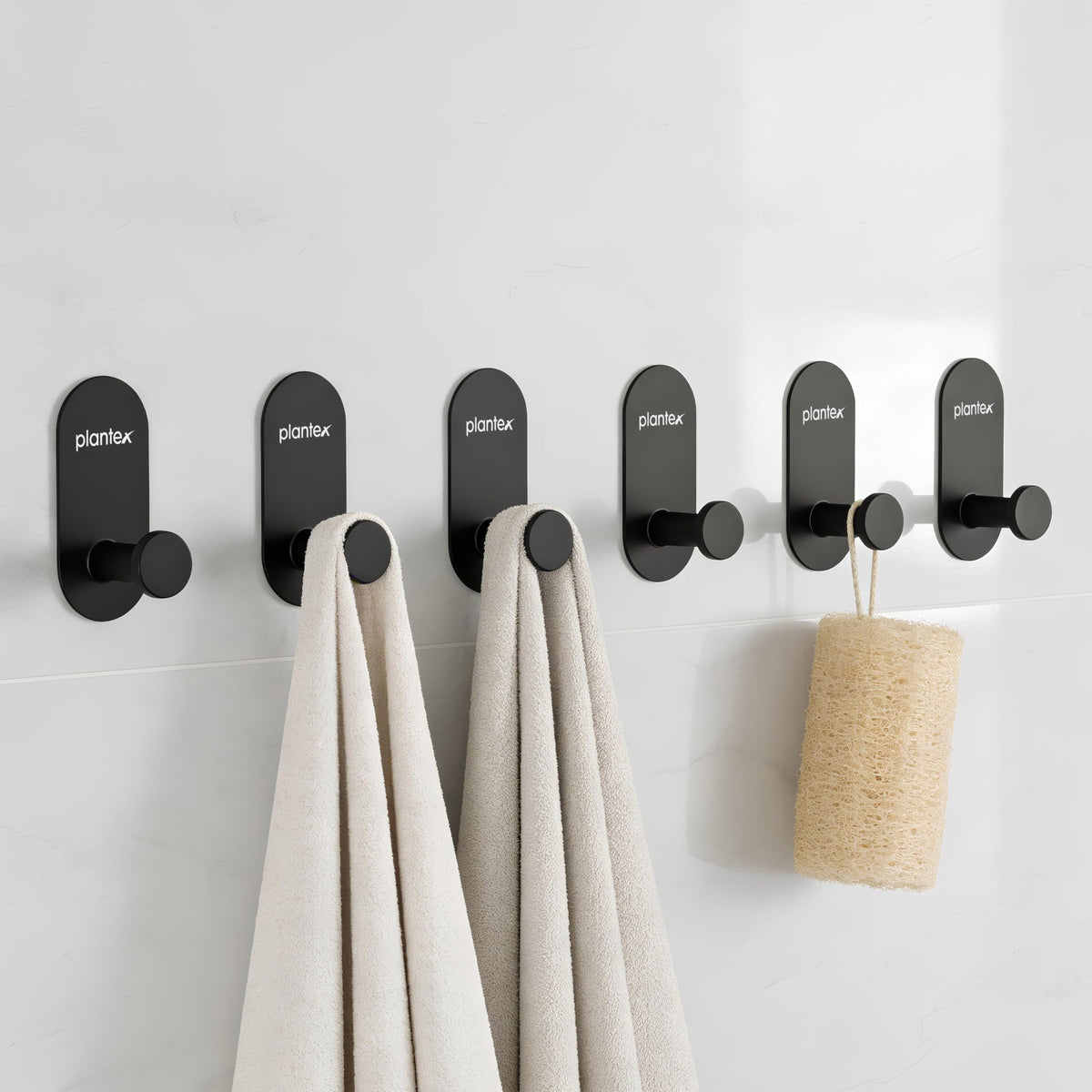 Plantex Wall Hanging Hook/Bath Towel Hook/Self Adhesive Oval Robe Hooks for Kitchen/Bathroom/Stylish Home Decor Items - Pack of 6 (Black)-1