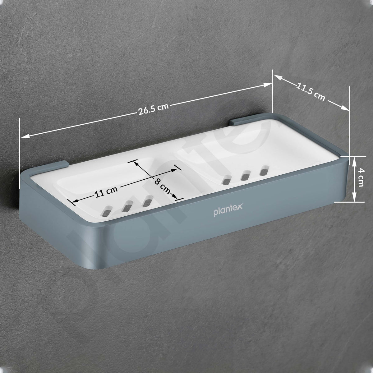Plantex Aluminium and Acrylic Dual Soap Case/Double Soap Holder for Bathroom/Soap Stand/Bathroom Accessories - (Grey and Milky White)-3